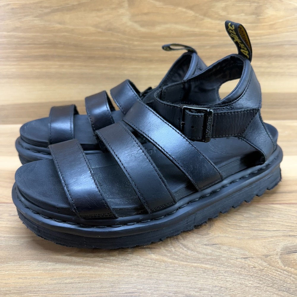 Dr.Martens Blaire Women Size 8 EU 39 Black Chunky Sandals Strappy Ankle Strap - Picture 2 of 10